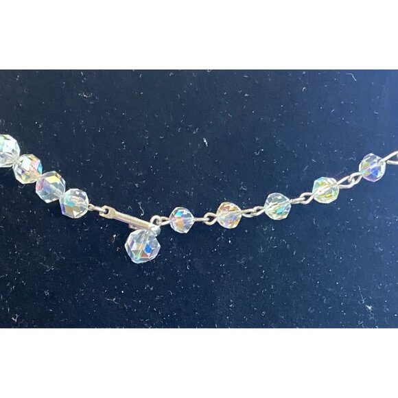 16" Necklace Vintage Faceted Crystal with AB Aurora Borealis Finish Jewelry - Picture 5 of 7
